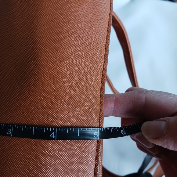 Womens Backpack Handbag Pockets Faux Leather Brown  Large - Picture 7 of 9